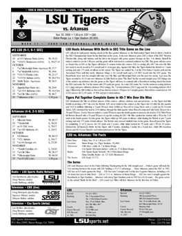 Game 11 Notes Vs Arkansas (Final).Qxd