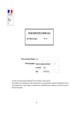 Fiches D'identité Communales