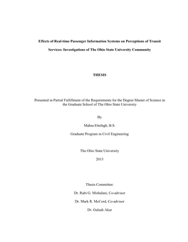 Effects of Real-Time Passenger Information Systems on Perceptions of Transit