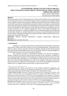 91 Econometric Models of Inflation in Brazil