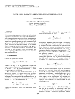 Monte Carlo Simulation Approach to Stochastic Programming