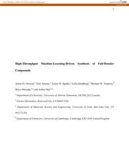High-Throughput Machine-Learning-Driven Synthesis of Full-Heusler