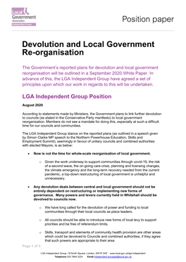 Devolution and Local Government