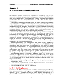 Chapter II MOS Transistor Model and Layout Issues