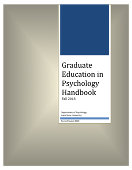 Graduate Education in Psychology Handbook Fall 2018