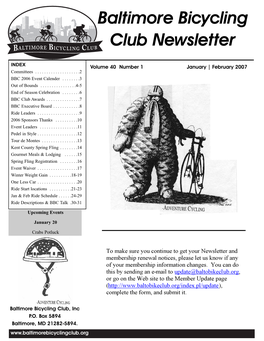 Baltimore Bicycling Club Newsletter