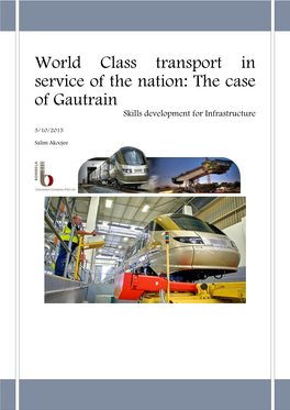 World Class Transport in Service of the Nation: the Case of Gautrain Skills Development for Infrastructure