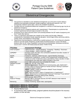 Obstetrical Emergencies