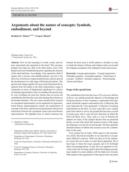 Arguments About the Nature of Concepts: Symbols, Embodiment, and Beyond