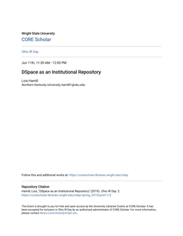 Dspace As an Institutional Repository