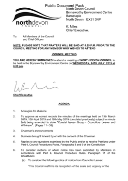 (Public Pack)Agenda Document for Council, 24/07/2019 18:00