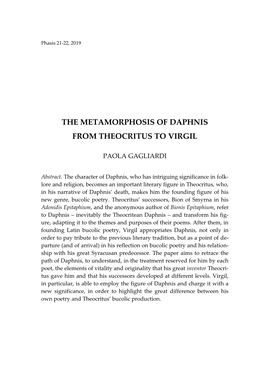 The Metamorphosis of Daphnis from Theocritus to Virgil