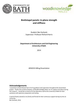 Brettstapel Panels: In-Plane Strength and Stiffness