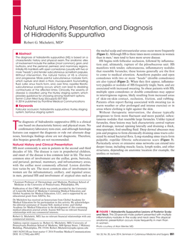 Natural History, Presentation, and Diagnosis of Hidradenitis Suppurativa Robert G