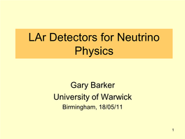 Lar Detectors for Neutrino Physics