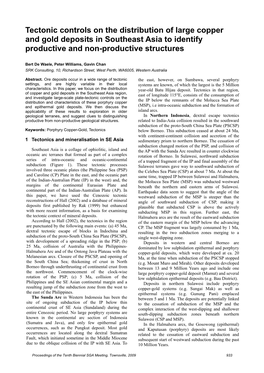 Tectonic Controls on the Distribution of Large Copper and Gold Deposits in Southeast Asia to Identify Productive and Non-Productive Structures