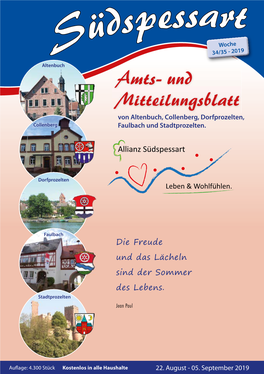 Südspessart Vom 22.8.2019 – Seite 2 Gemeinde Altenbuch Amtlich - Altenbuch Amtlich Amtliches