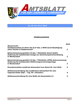 Amtsblatt Für Den Landkreis Schwandorf