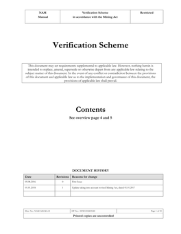 Verification Scheme Restricted Manual in Accordance with the Mining Act