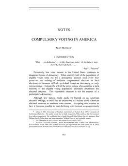 Notes Compulsory Voting in America