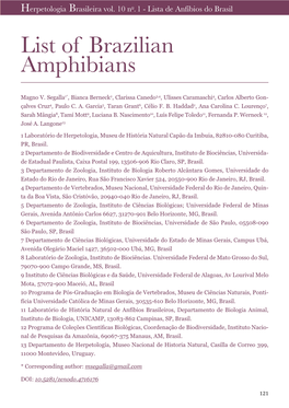 List of Brazilian Amphibians