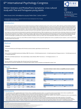 Motion Sickness and Phobia/Panic Symptoms: Cross Cultural Study with Thai and Portuguese Young Adults