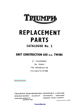 REPLACEMENT PARTS CATALOGUE No