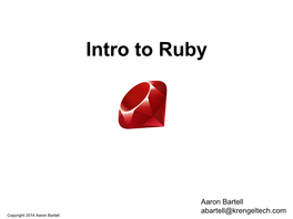 Intro to Ruby