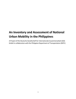 An Inventory and Assessment of National Urban Mobility in the Philippines