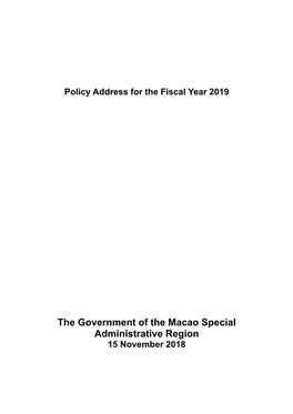 The Government of the Macao Special Administrative Region 15 November 2018