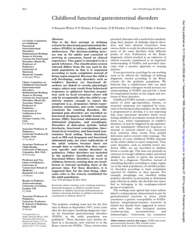 Childhood Functional Gastrointestinal Disorders Gut: First Published As 10.1136/Gut.45.2008.Ii60 on 1 September 1999