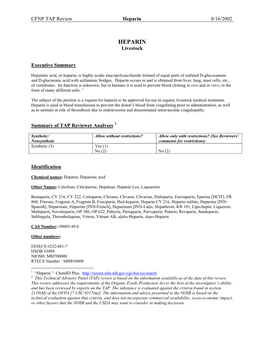 Heparin TAP Report