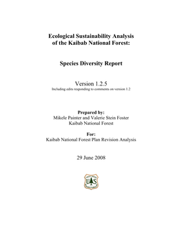 Ecological Sustainability Analysis of the Kaibab National Forest