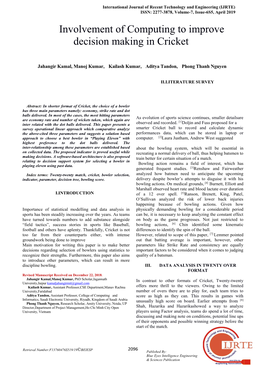 Involvement of Computing to Improve Decision Making in Cricket