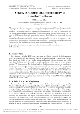 Shape, Structure, and Morphology in Planetary Nebulae Richard A