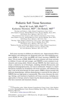Pediatric Soft Tissue Sarcomas David M