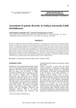 Assessment of Genetic Diversity in Cattleya Intermedia Lindl. (Orchidaceae)