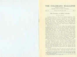 THE COLORADO MAGAZINE Published Bi-Monthly by the State Historical Society of Colorado