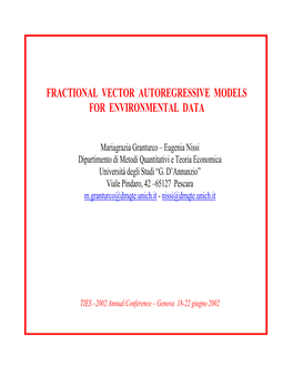Fractional Vector Autoregressive Models for Environmental Data
