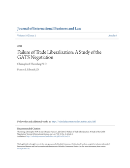 Failure of Trade Liberalization: a Study of the GATS Negotiation Christopher F