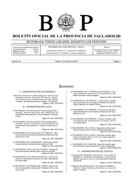 Boletín Oficial De La Provincia De Valladolid