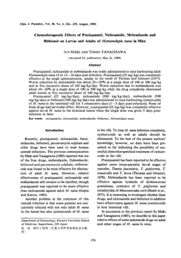 Chemotherapeutic Effects of Praziquantel, Niclosamide, Mebendazole And