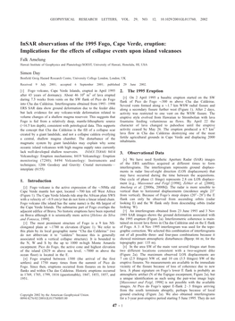 Insar Observations of the 1995 Fogo, Cape Verde, Eruption: Implications