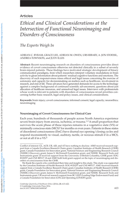Ethical and Clinical Considerations at the Intersection of Functional Neuroimaging and Disorders of Consciousness