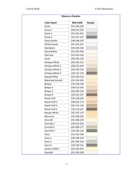 Colores RGB Carlos Balenzuela Blancos Y Pasteles Color Name