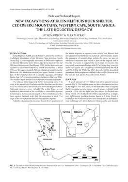New Excavations at Klein Kliphuis Rock Shelter