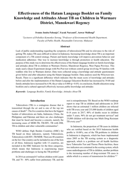 Effectiveness of the Hatam Language Booklet on Family Knowledge and Attitudes About TB on Children in Warmare District, Manokwari Regency