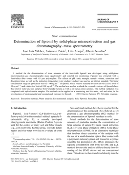 Determination of Fipronil by Solid-Phase Microextraction And