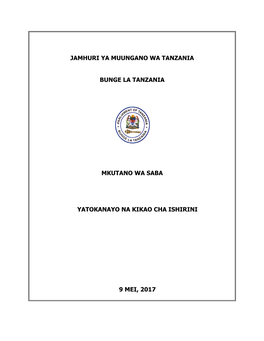 Jamhuri Ya Muungano Wa Tanzania Bunge La Tanzania