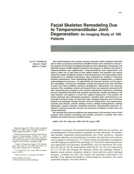 Facial Skeleton Remodeling Due to Temporomandibular Joint Degeneration: an Imaging Study of 100 Patients